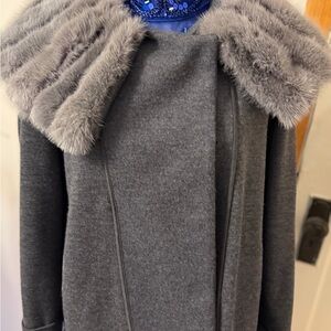 Pringle of Scotland Vintage Wool Coat with Mink Collar